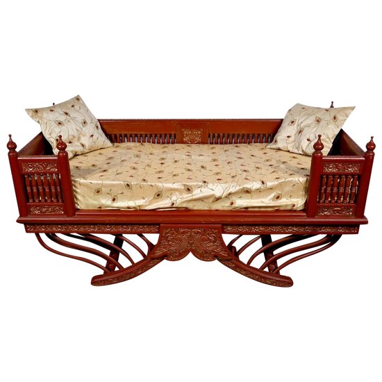 Barbed Bench in Teak, China - Late 19th Century