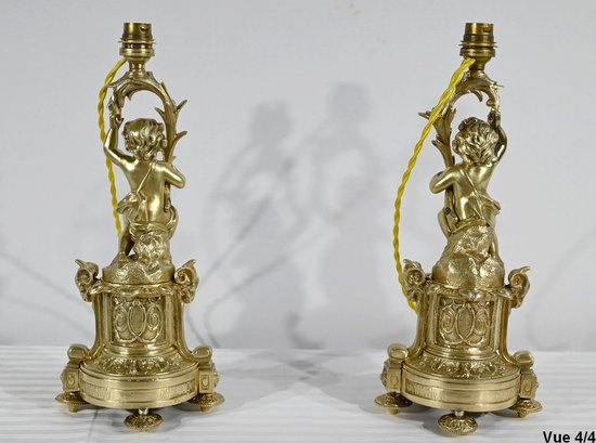 Coppia di Candelieri in Bronzo Dorato, Epoca Napoleone III - Metà XIX Secolo