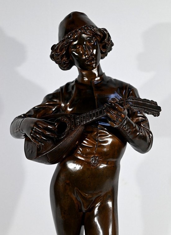 Bronzo “Cantore fiorentino del XV secolo”, firmato P.Dubois – 1865