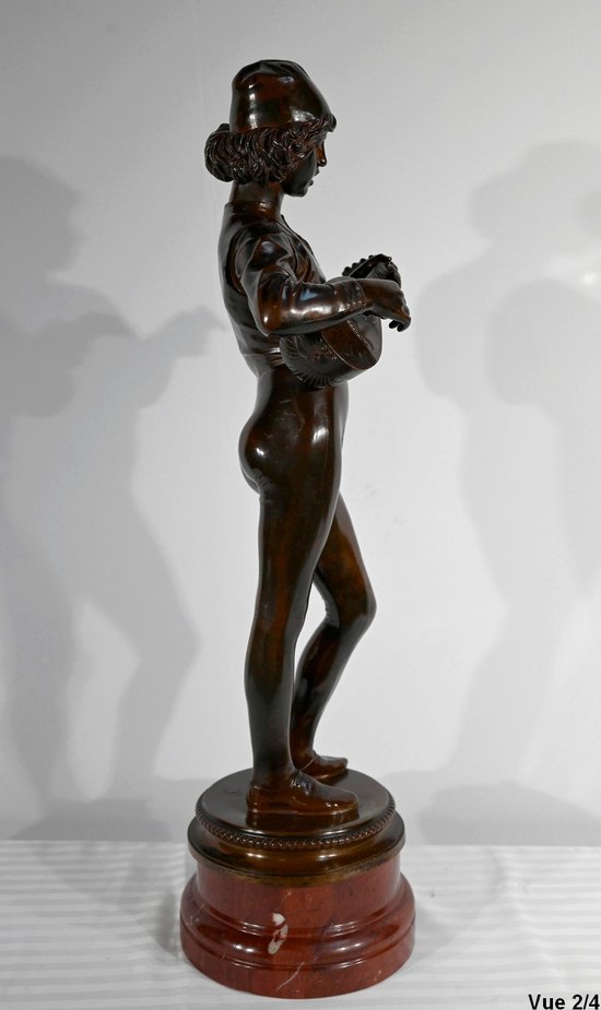 Bronzo “Cantore fiorentino del XV secolo”, firmato P.Dubois – 1865