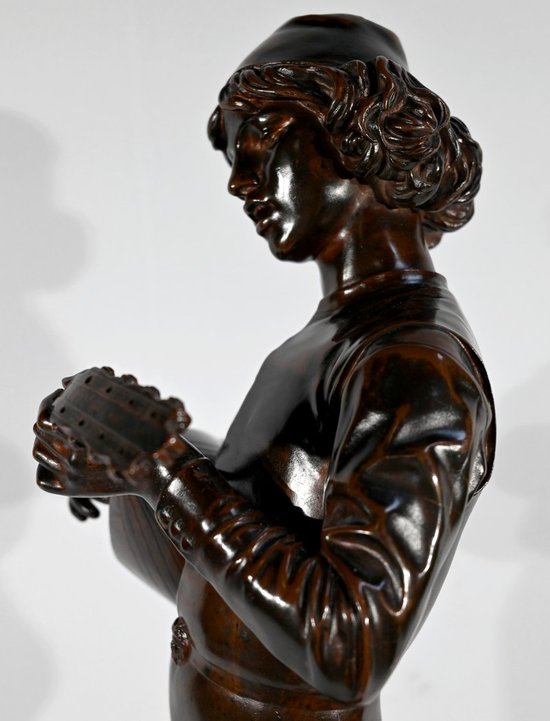 Bronzo “Cantore fiorentino del XV secolo”, firmato P.Dubois – 1865