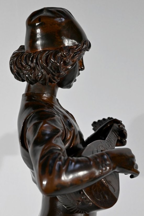 Bronzo “Cantore fiorentino del XV secolo”, firmato P.Dubois – 1865