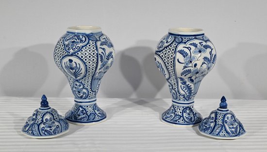 Pair of Delft Earthenware Vases - Early 20th Century