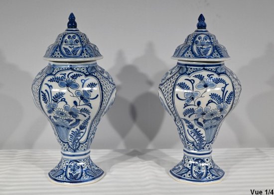 Pair of Delft Earthenware Vases - Early 20th Century
