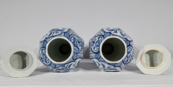Pair of Delft Earthenware Vases - Early 20th Century