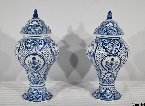 Pair of Delft Earthenware Vases - Early 20th Century