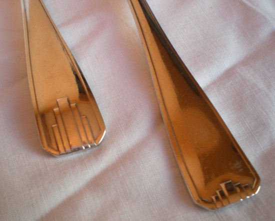 12 teaspoons + matching sugar tongs in silver Orfèvre Perrin