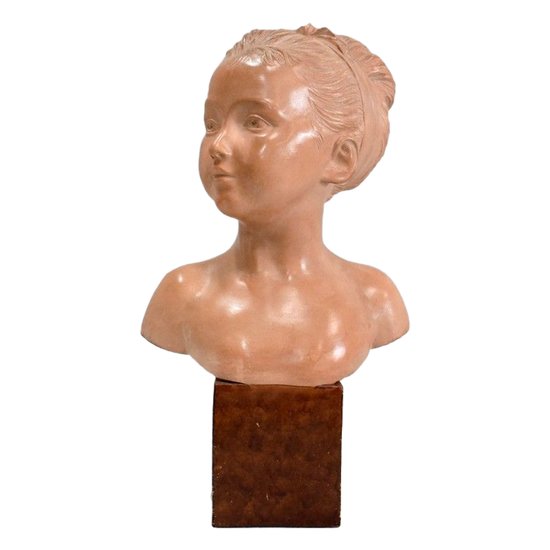 Busto in terracotta di Louise Brongniart, dopo Houdon - 1900