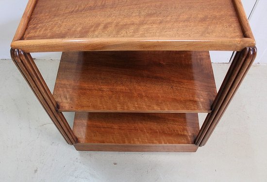 Table Desserte à Roulettes en Noyer, Art Déco – Début XXe