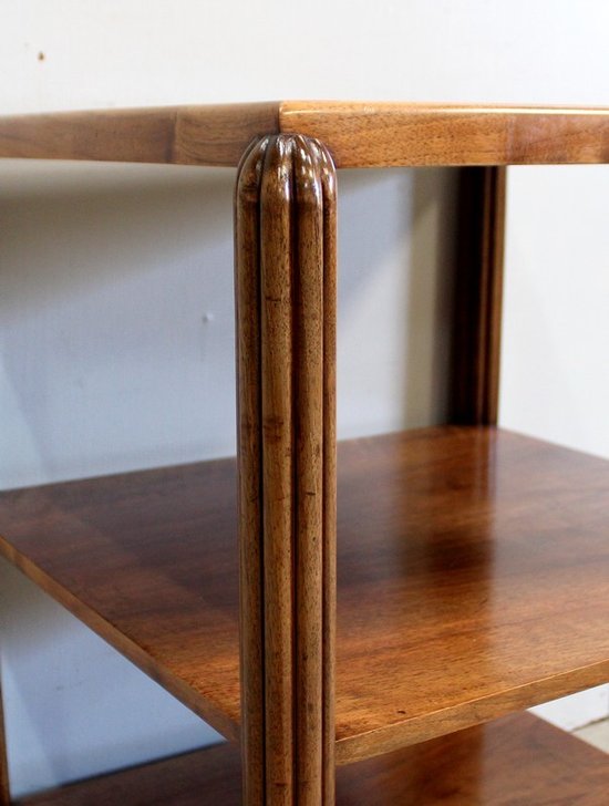 Table Desserte à Roulettes en Noyer, Art Déco – Début XXe