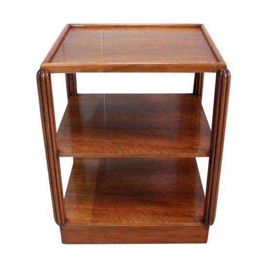 Table Desserte à Roulettes en Noyer, Art Déco – Début XXe