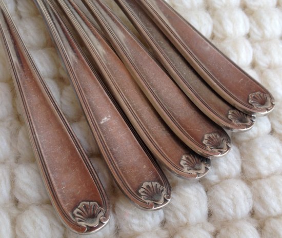 Christofle box including 12 cake forks in silver metal Bérain model year '50