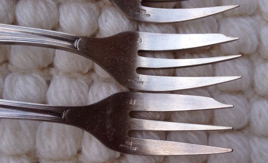 Christofle box including 12 cake forks in silver metal Bérain model year '50