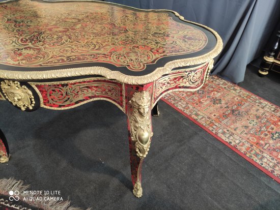 Table Violon Napoléon III en Marqueterie Boulle