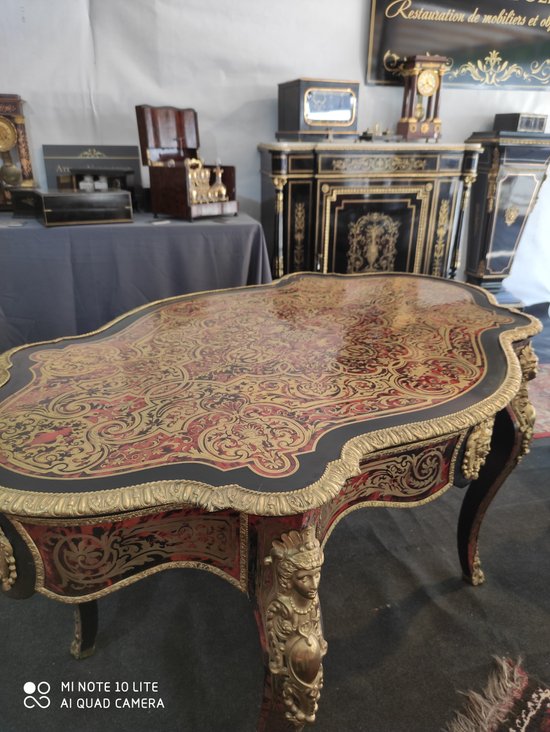 Table Violon Napoléon III en Marqueterie Boulle