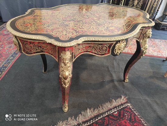 Table Violon Napoléon III en Marqueterie Boulle