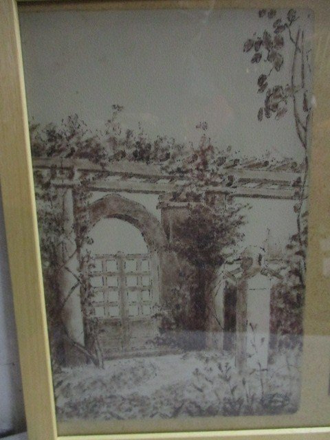 Two paintings enhanced in ink by Kuwasseg.