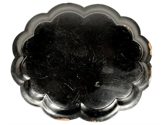 Large Napoleon III tray in boiled cardboard with mother-of-pearl burgundy