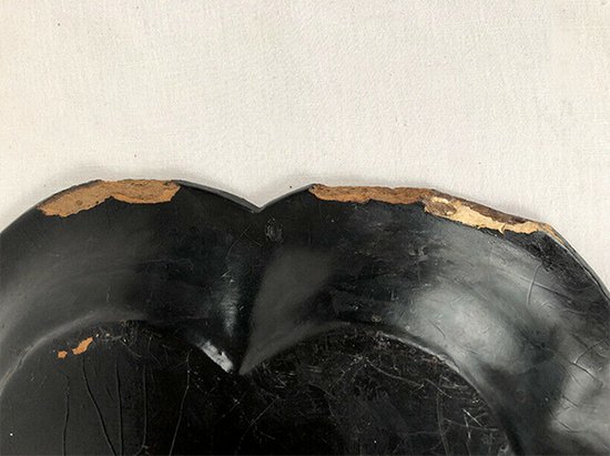Large Napoleon III tray in boiled cardboard with mother-of-pearl burgundy