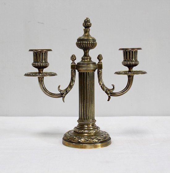 Pair of Bronze Candlesticks, Louis XVI style - 2nd half of the 19th century