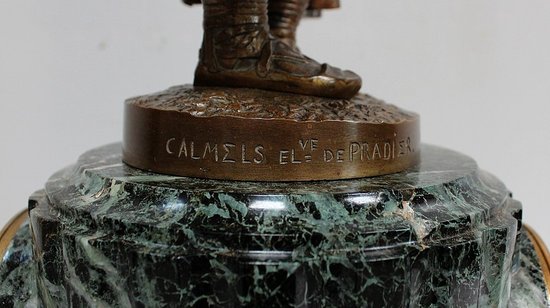 Bronze and Marble Pendulum "The Flute Player", by C-A. Calmels – 2nd part 19th century