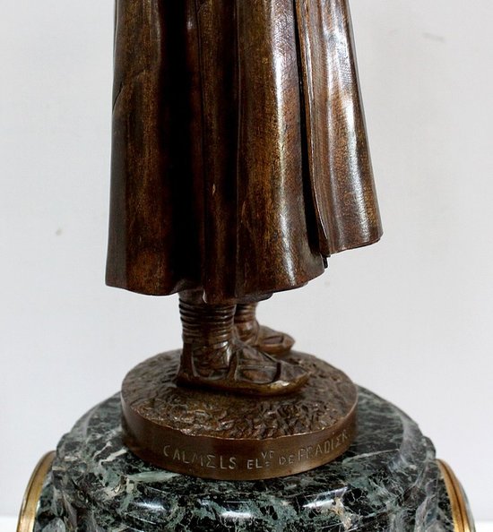 Bronze and Marble Pendulum "The Flute Player", by C-A. Calmels – 2nd part 19th century