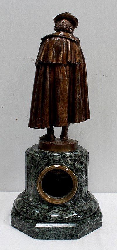 Bronze and Marble Pendulum "The Flute Player", by C-A. Calmels – 2nd part 19th century