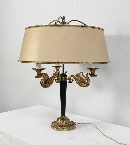 Bedeutende Lampe aus goldenem Messing, Empire-Stil - Anfang des 20. Jahrhunderts