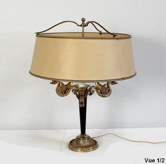 Bedeutende Lampe aus goldenem Messing, Empire-Stil - Anfang des 20. Jahrhunderts