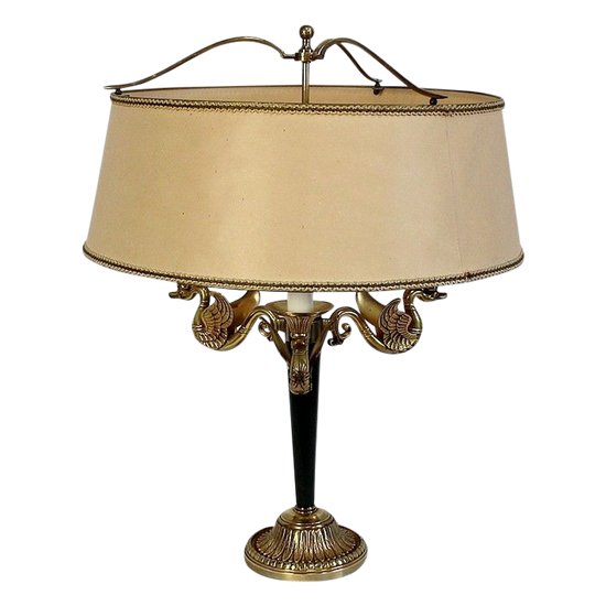 Important Golden Brass Lamp, Empire Style - Early 20th Century