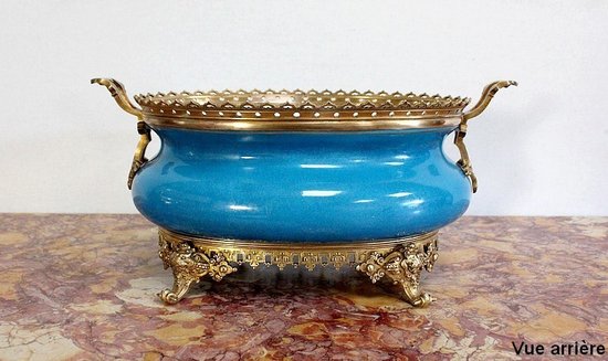 Enamelled Porcelain and Gilt Bronze Planter - Late 19th Century