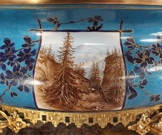 Enamelled Porcelain and Gilt Bronze Planter - Late 19th Century