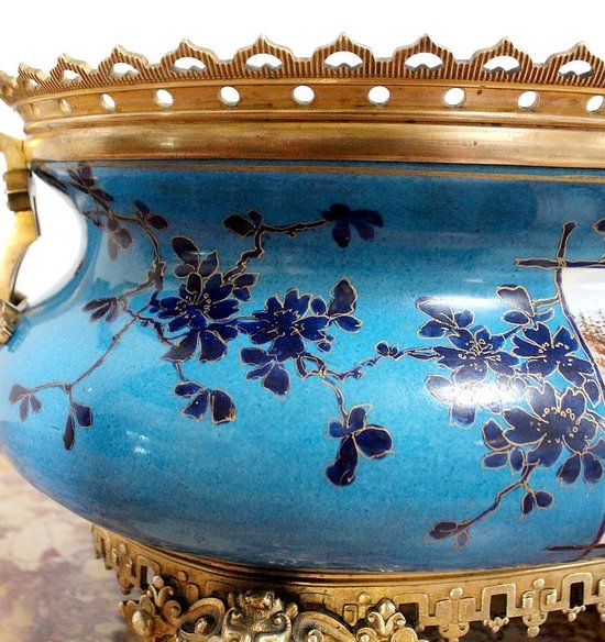 Enamelled Porcelain and Gilt Bronze Planter - Late 19th Century