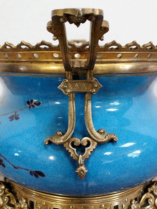 Enamelled Porcelain and Gilt Bronze Planter - Late 19th Century