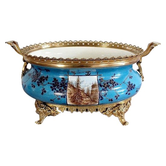 Jardinière en Porcelaine émaillée et Bronze Doré – Fin XIXe