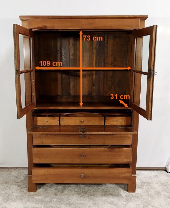 Commode Vitrine de Propriété en Merisier Massif, époque Empire – Début XIXe
