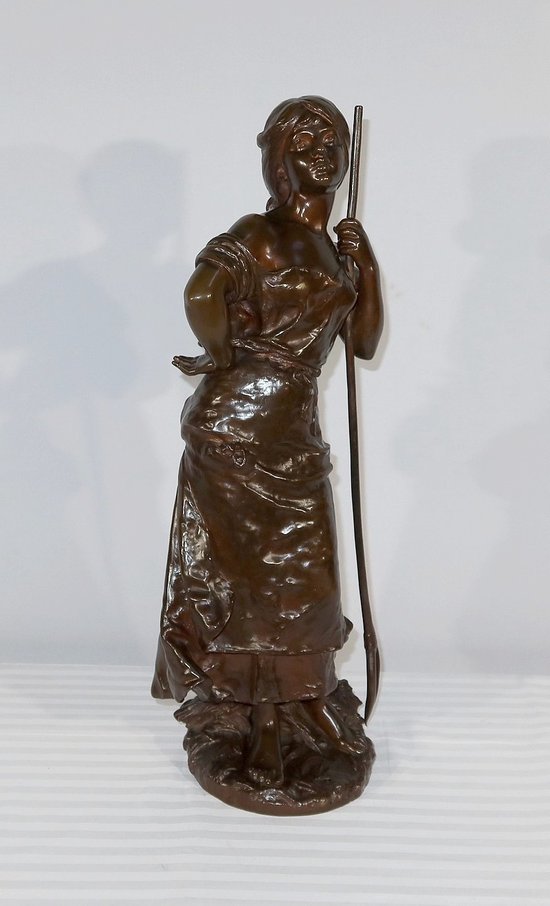 Importante "Giovane contadina" in bronzo, firmata H. Moreau - 2a parte del XIX secolo