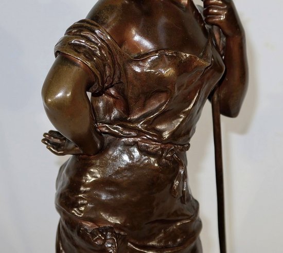 Importante "Giovane contadina" in bronzo, firmata H. Moreau - 2a parte del XIX secolo