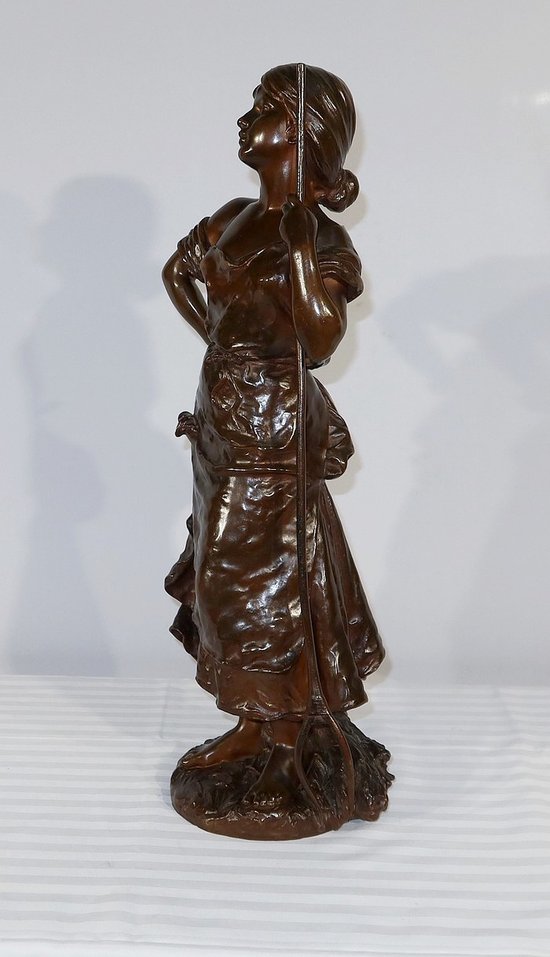 Importante "Giovane contadina" in bronzo, firmata H. Moreau - 2a parte del XIX secolo