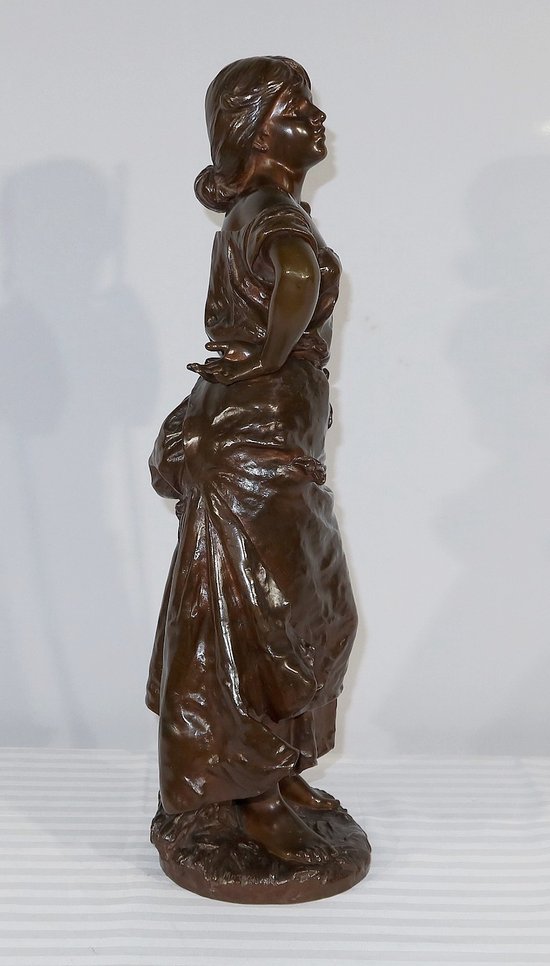 Importante "Giovane contadina" in bronzo, firmata H. Moreau - 2a parte del XIX secolo