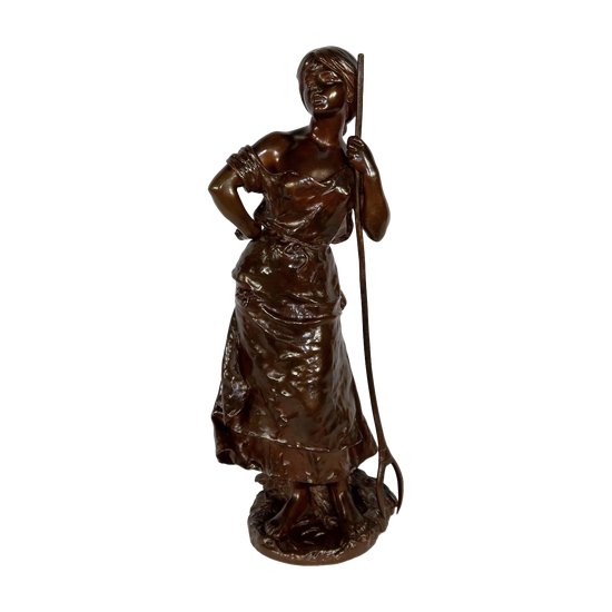 Important Bronze "Young Peasant Woman", signed H. Moreau - 2nd part 19th century