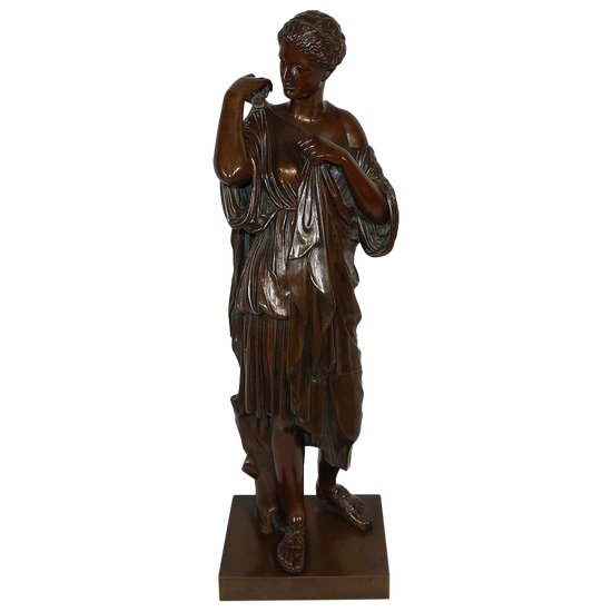 Bronze « Diane de Gabies » d’après Praxitèle, signé C. Sauvage – Début XIXe