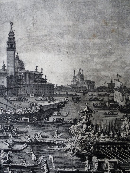 Le Mariage Avec La Mer, Gravure d' Après Canaletto, XVIIIe Siècle.