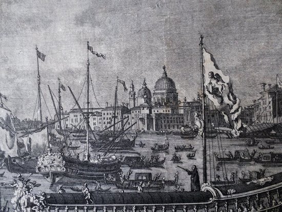 Le Mariage Avec La Mer, Gravure d' Après Canaletto, XVIIIe Siècle.