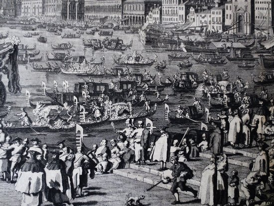Le Mariage Avec La Mer, Gravure d' Après Canaletto, XVIIIe Siècle.