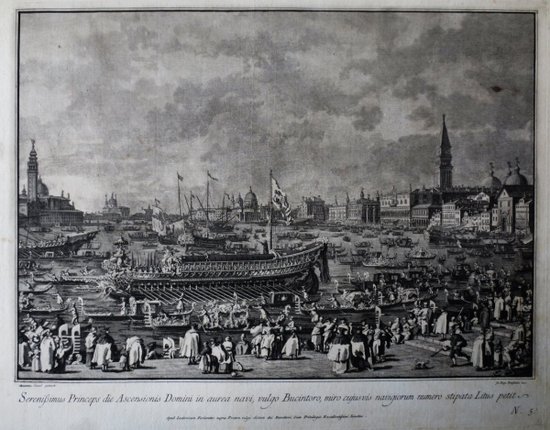 Le Mariage Avec La Mer, Gravure d' Après Canaletto, XVIIIe Siècle.