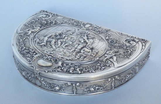 Scatola per gioielli, argento sterling.