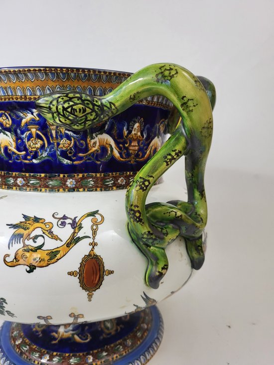 Vase / Cache pot in earthenware from Gien XIXth