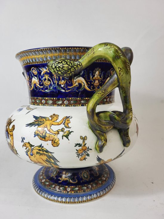 Vase / Cache pot in earthenware from Gien XIXth