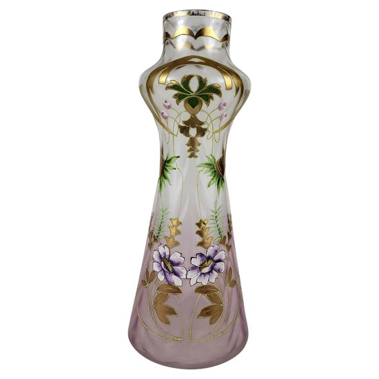 Enamelled glass vase in the style of Legras